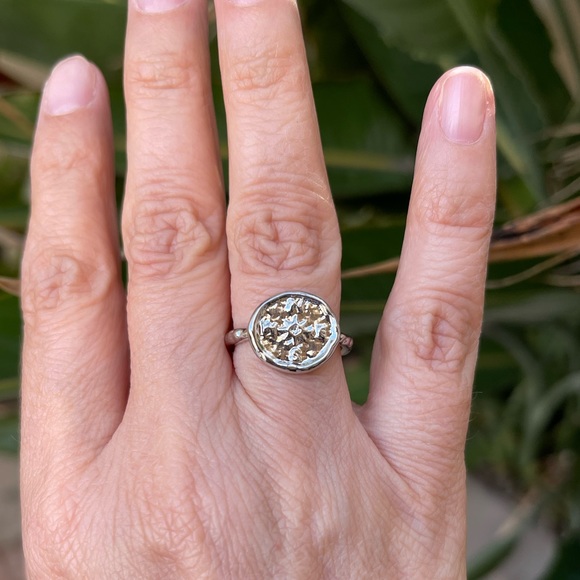 Compass north south west east silver tone size 7.5 ring - Picture 2 of 8